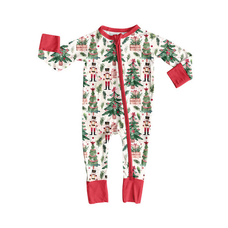 Long sleeves Christmas tree ballet baby zipper romper