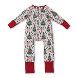 Long sleeves Christmas tree ballet baby zipper romper