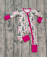 Long sleeves Christmas tree ballet baby zipper romper