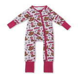 Cow boots howdy floral western baby girls zipper romper
