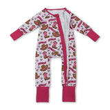 Cow boots howdy floral western baby girls zipper romper