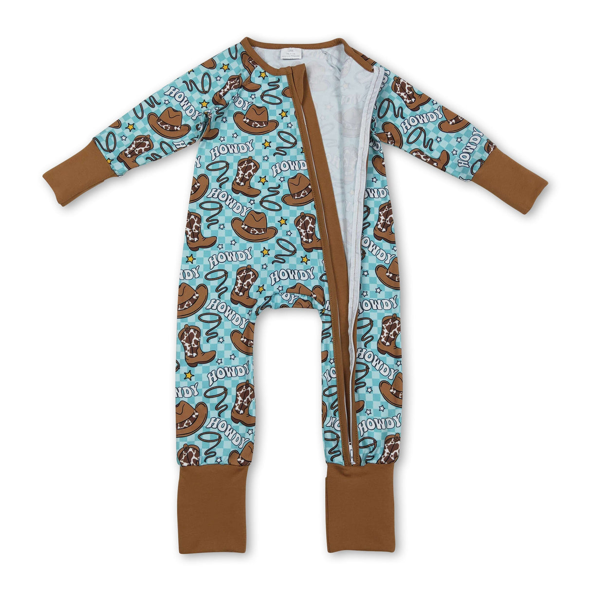 Cow boots howdy floral western baby boys zipper romper