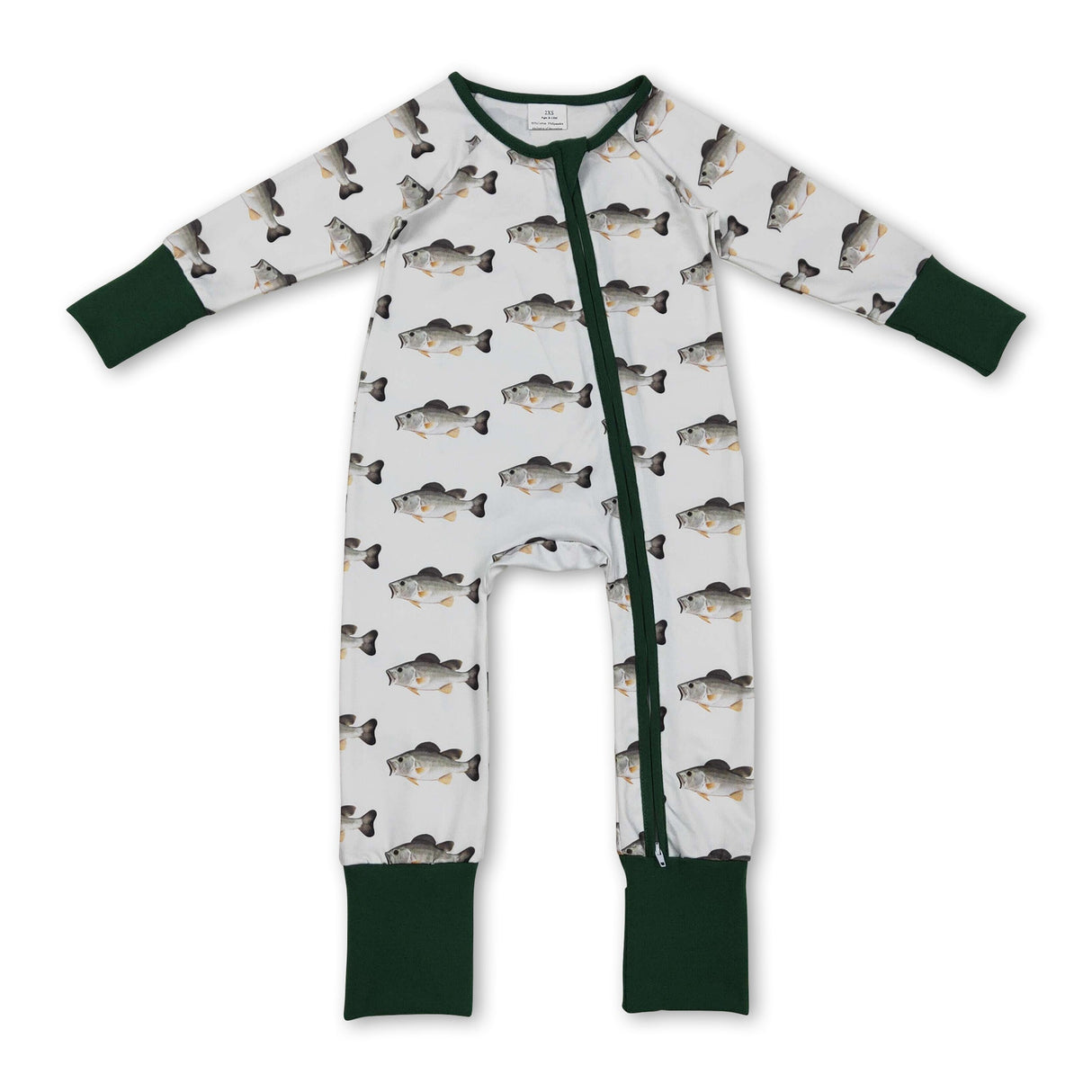 Long sleeves fish baby boy zipper romper
