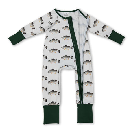 Long sleeves fish baby boy zipper romper