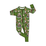 Santa hunting duck deer baby kids Christmas zipper romper