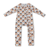 Black plaid bow pumpkin baby girls fall zipper romper