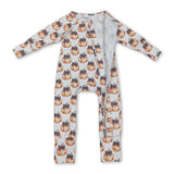 Black plaid bow pumpkin baby girls fall zipper romper