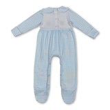 Plaid pumpkin turkey baby boy Thanksgiving footed romper