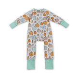 Long sleeves pumpkins baby boy fall zipper romper