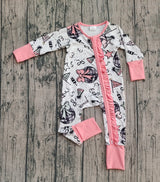 Long sleeves bow ruffle baby girls Happy New Year romper
