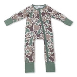 Long sleeves camo deer hunting baby boy zipper romper