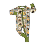 Hunting dog duck turkey deer baby boy zipper romper