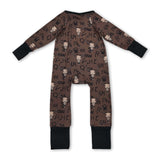 Long sleeves bull skull western baby boy zipper romper