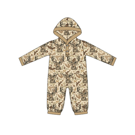 Long sleeves camo deer hunting baby hooded romper