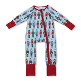 Blue ballet baby boys Christmas zipper romper