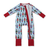 Blue ballet baby boys Christmas zipper romper
