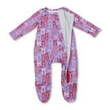 Colorful bows baby girls zipper footed coveralls