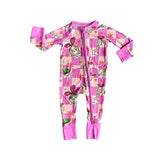 Pink plaid Christmas gift green face kids girls pajamas