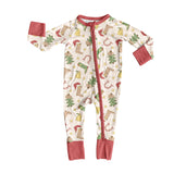 Long sleeves Christmas tree boots western baby zipper romper