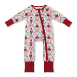 Red bow ballet baby girls Christmas zipper romper