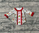 Long sleeves red bow green face baby Christmas romper