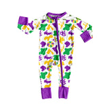 Crocodile crawfish baby kids zipper Mardi Gras romper
