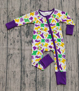 Crocodile crawfish baby kids zipper Mardi Gras romper