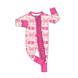 Bow xoxo baby girls Valentine's zipper romper