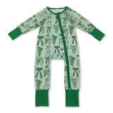 Green leopard clover bow baby girls St Patrick's day pajamas
