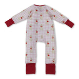 Pink plaid heart dog girls valentine's zipper romper