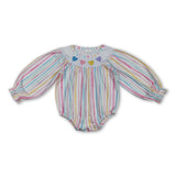 Long sleeves colorful stripe heart baby girls Valentine's romper