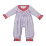 Stripe long sleeves heart baby girls Valentine's day romper