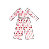 long sleeves red bows heart kids girls jumpsuit