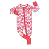long sleeves colorful heart baby girls Valentine's day romper