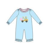 blue long sleeves pink valentine baby girls romper