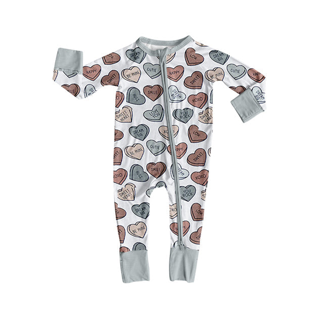 long sleeves valentine heart baby boy romper