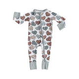 long sleeves valentine heart baby boy romper