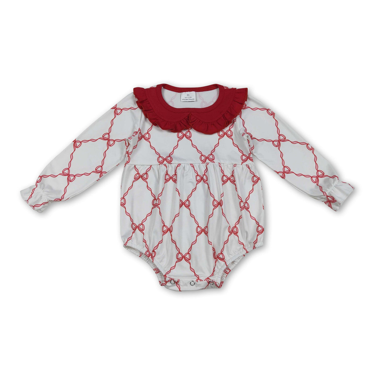 long sleeves pink bows baby girl romper