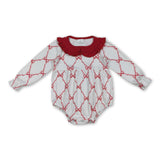 long sleeves pink bows baby girl romper