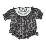 mama's bestie smock short sleeves heart baby girl romper