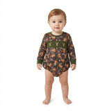 deer smock long sleeves leaves baby boy romper