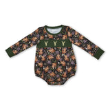 deer smock long sleeves leaves baby boy romper