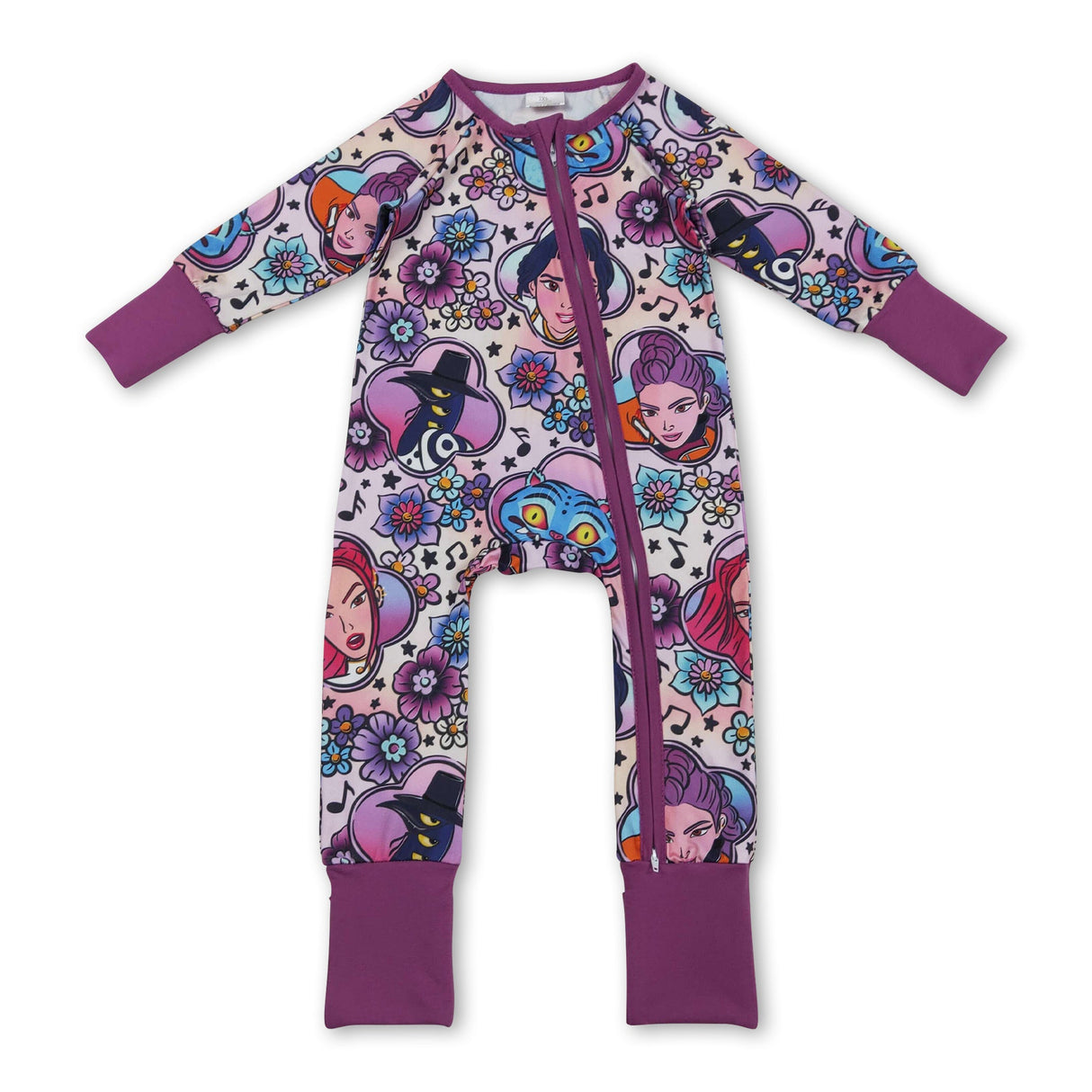 long sleeves purple cartoon baby romper