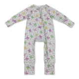 long sleeves purple green yellow bows polka baby romper