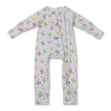 long sleeves purple green yellow bows polka baby romper