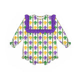 long sleeves purple green yellow pattern baby romper