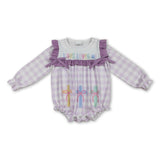 Long sleeves purple plaid girl romper