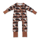Brown long sleeve black history baby girl romper