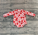 red flowers heart print baby girl long sleeve romper