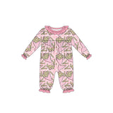 pink chips print baby girl long sleeve romper